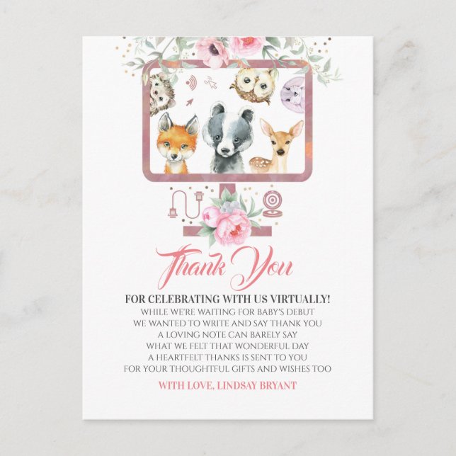 Carte Postale Merci de Baby shower virtuel (Devant)