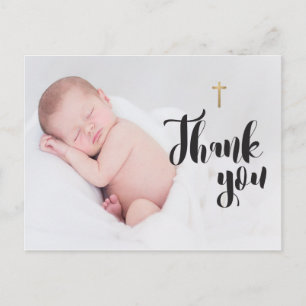 Carte Postale Merci de baptême de bébé personnalisé Photo