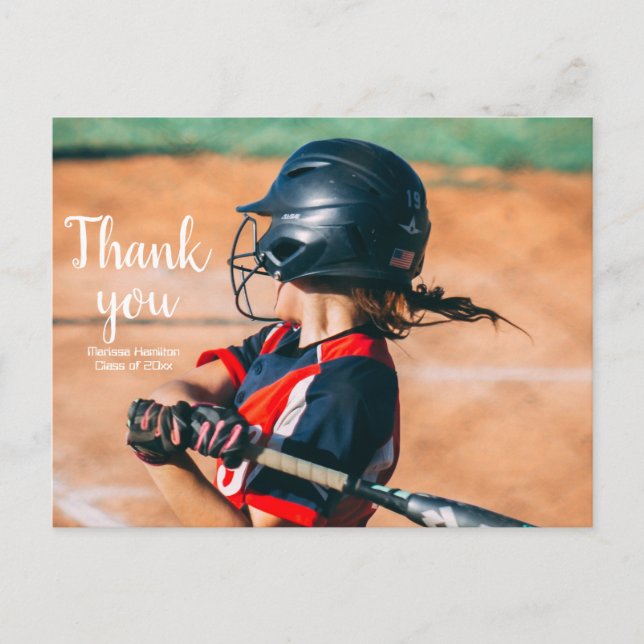 Carte postale Merci de base-ball simple sportif (Devant)