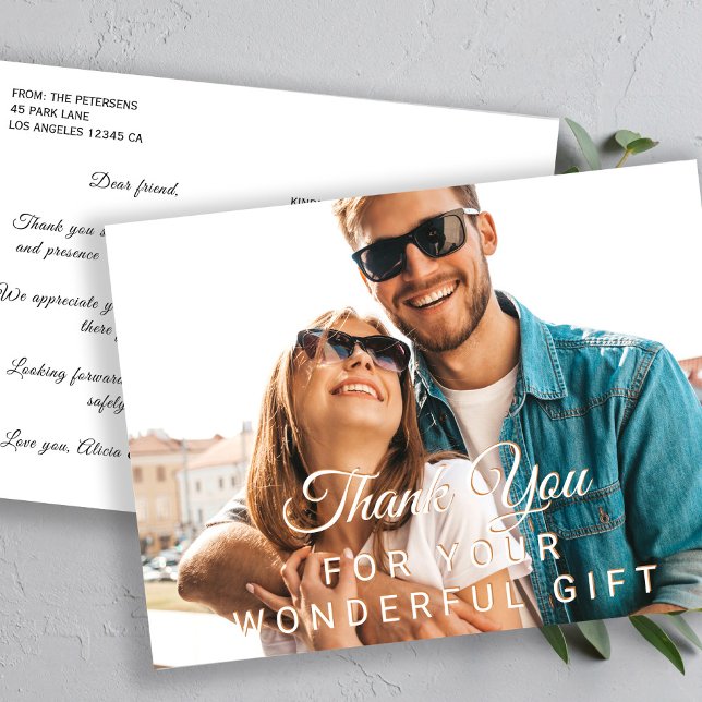 Carte Postale Merci de cadeaux élégante photo fête virtuelle (Créateur téléchargé)