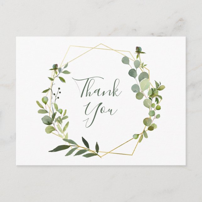 Carte Postale Merci de cadre géométrique Eucalyptus moderne (Devant)
