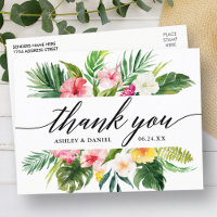 Merci de calligraphie de Mariage floral tropical
