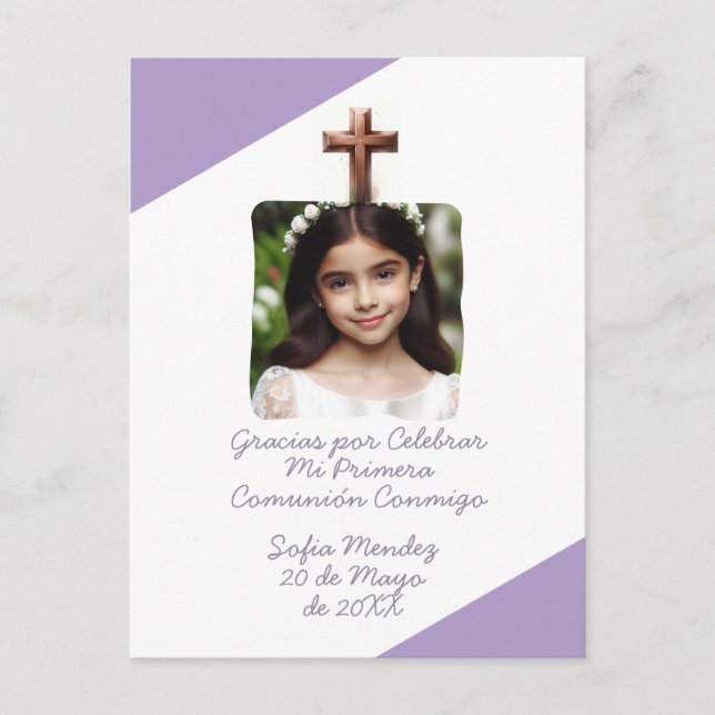 Carte Postale Merci de célébrer ma première communion avec photo (Devant)