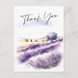 Carte Postale Merci de champ de fleurs de lavande aquarelle