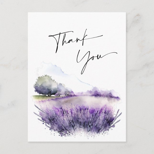 Carte Postale Merci de champ de fleurs de lavande aquarelle (Devant)