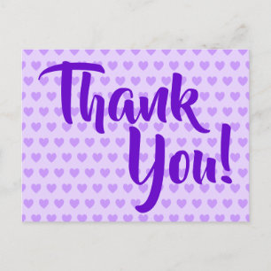Carte Postale Merci de coeur violet clair