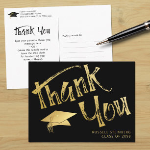 Carte Postale Merci de diplôme Faux Gold Brushstroke Casquette