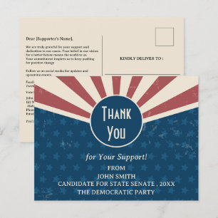 Carte Postale Merci de don de l'événement de campagne politique