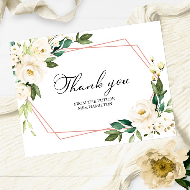 Carte Postale Merci de Fête des mariées géométrique verdoyant (Créateur téléchargé)