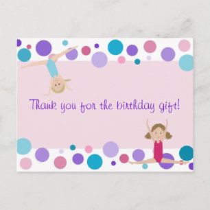 Carte Postale Merci de fête gymnastique en rose, pourpre et aqua