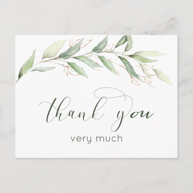 Carte postale Merci de feuillage vert et or (Devant)