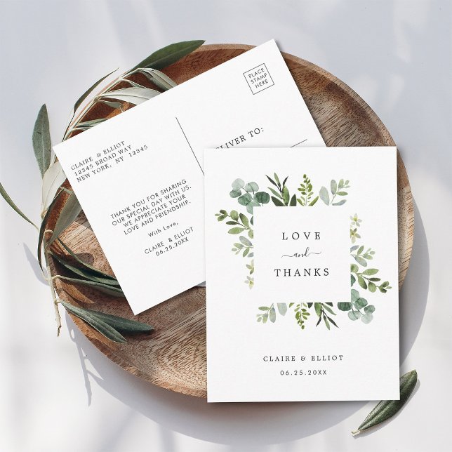 Carte Postale Merci de feuillage vert Eucalyptus (Front & Back)