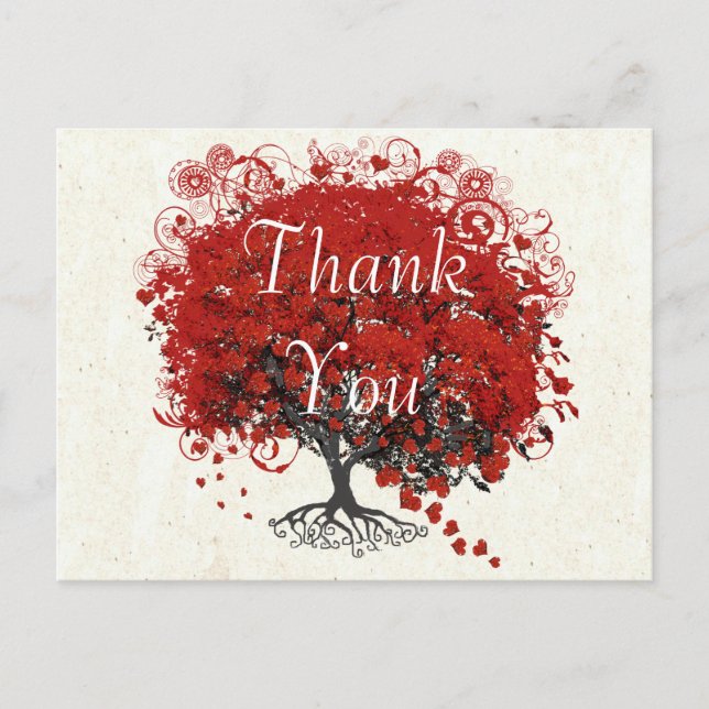 Carte Postale Merci de feuille de coeur rouge (Devant)