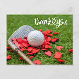 Carte Postale Merci de golf avec amour coeur rouge sur golfeur v