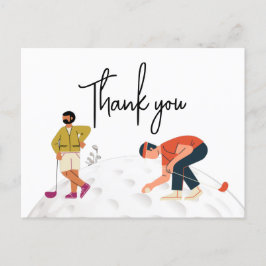 Carte Postale Merci de golf avec texte et deux golfeurs