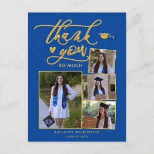 Carte Postale Merci de graduation de la photo en or moderne Scri