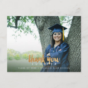 Carte Postale Merci de graduation de script stylish Faux Gold