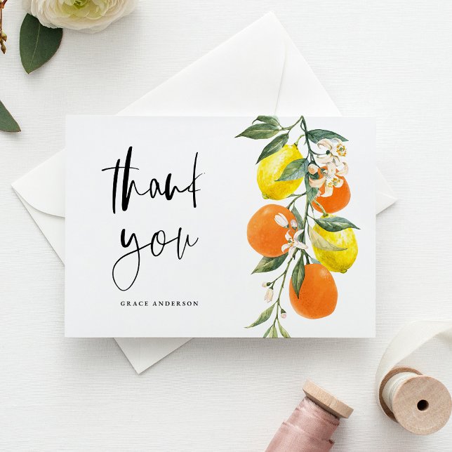 Carte Postale Merci de graduation en orange et citron botanique (Botanical Orange and Lemon Graduation Thank You Postcard)
