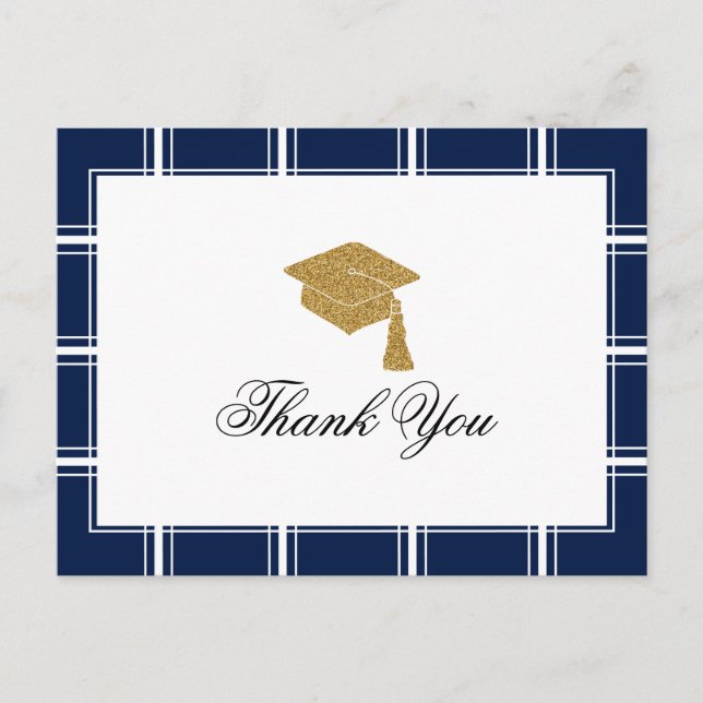 Carte Postale Merci de graduation moderne Blue Strip (Devant)