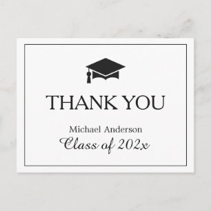 Carte Postale Merci de graduation noir blanc classique simple
