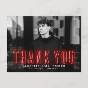 Carte Postale Merci de graduation photo moderne Red Neon