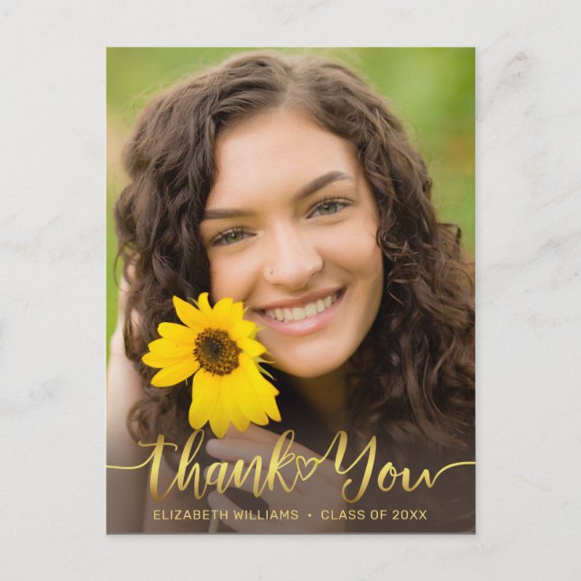 Carte Postale Merci de graduation photo tournesol rustique (Devant)