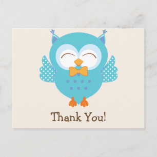 Carte Postale Merci de hibou turquoise et pourpre