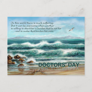 Carte Postale Merci de la journée des médecins au docteur, Blue 