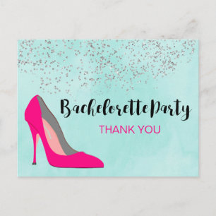 Carte Postale Merci de la partie de Bachelorette rose Stiletto