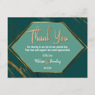 Carte Postale Merci de marbre géométrique Emerald Green Gold