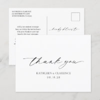 Merci de mariage classique noir et blanc élégant