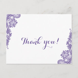 Carte Postale Merci de Mariage de dentelle ultra violette modern