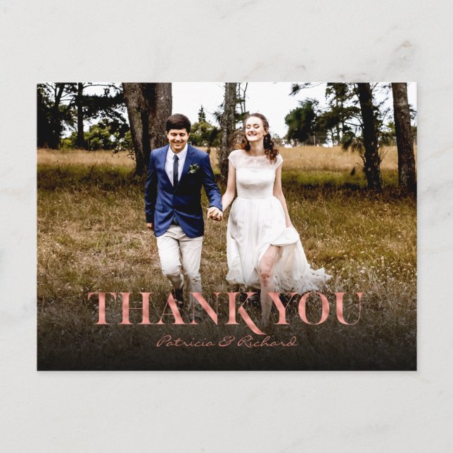 Carte Postale Merci de Mariage de Rose moderne Gold Foil (Devant)