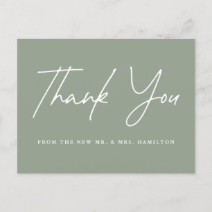 Carte Postale Merci de Mariage décontracté Sage Vert