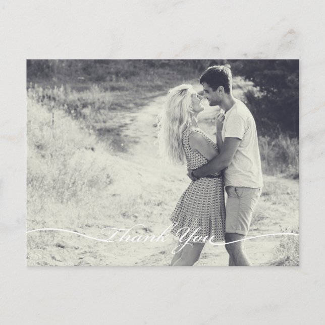 Carte postale Merci de mariage élégant | Script bl (Devant)