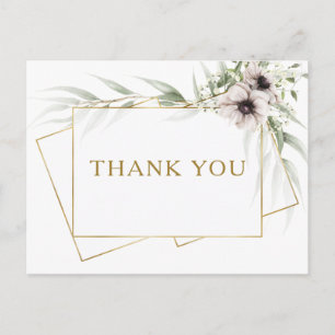 Carte Postale Merci de Mariage géométrique Eucalyptus Gold