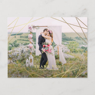 Carte Postale Merci de Mariage géométrique moderne Faux Gold