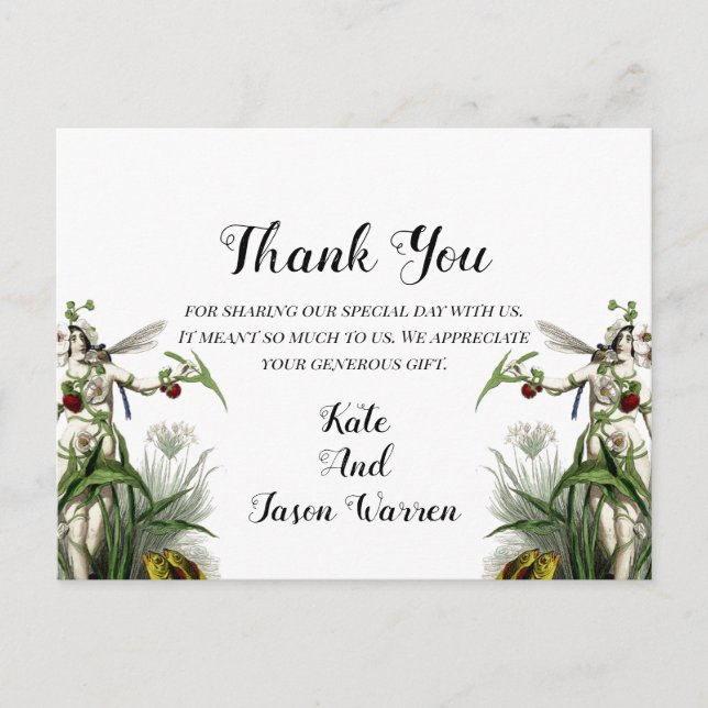 Carte Postale Merci de mariage magique dans le jardin (Devant)