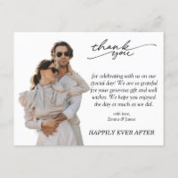 Merci de Mariage photo personnalisé minimaliste du