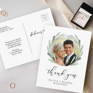 Carte Postale Merci de mariage rustique avec couronne