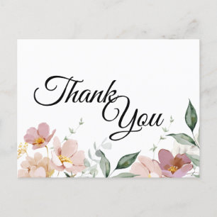 Carte Postale Merci de Mariage Vintage rose et mauve