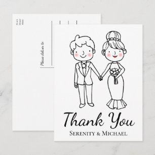 Carte Postale Merci de Mariage Whimsical de la mariée de dessin