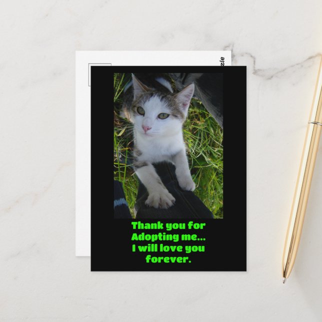 Carte Postale Merci de m'avoir adoptée..je t'aimerai pour toujou (Devant/Arrière en situation)