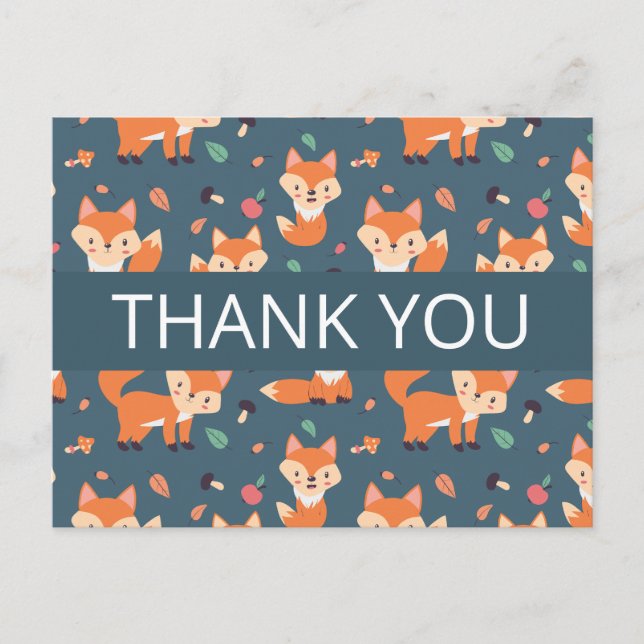 Carte Postale Merci de Motif Orange Fox (Devant)