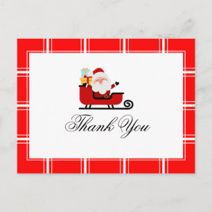 Carte Postale Merci de Noël Père Noël Rouge