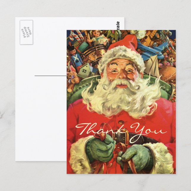 Carte Postale Merci de Noël Vintage (Devant / Derrière)