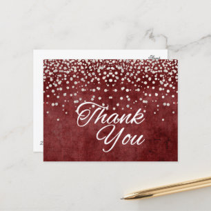 Carte Postale Merci de Parties scintillant blanche à la mode bon