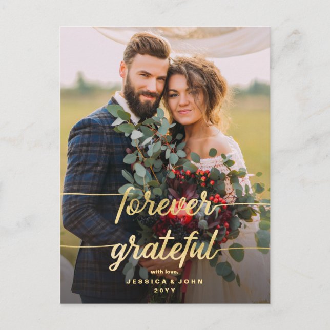 Carte Postale Merci de photo pour toujours Grateful Gold Mariage (Devant)