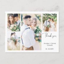 Carte postale Merci de quatre photos blanc