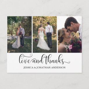 Carte Postale Merci de script de calligraphie à trois photos  